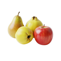 Fresh apple pears and quinces on green screen