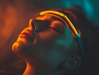 Ethereal meditation scene studio portrait photography calm atmosphere close-up view conceptual art