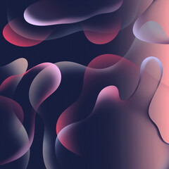 Liquid art bubbles, dynamic wave fluid with dark purple smooth gradient  tones wallpaper background. Abstract digital art.