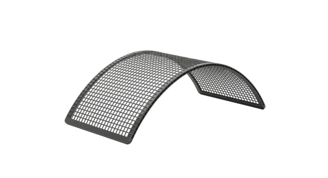 Bent mesh structure in minimalist design with isolated background  