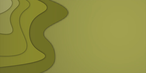 Abstract Yellow and Brown Wave Background with Layered Paper Cut Style

