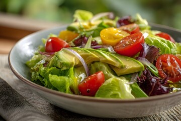 Fresh and colorful vegetable salad in a bowl