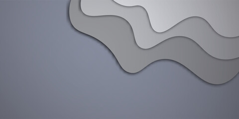 Abstract Gray Layered Paper Cut Background with Organic Curves