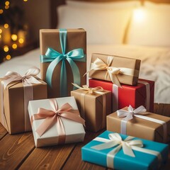 gift boxes with ribbon