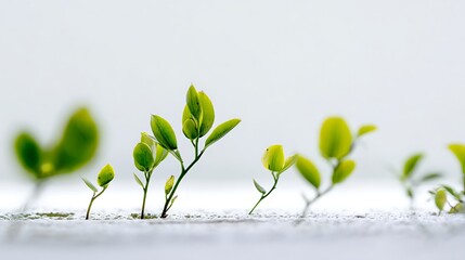 生命の芽吹きを感じる若葉のクローズアップ