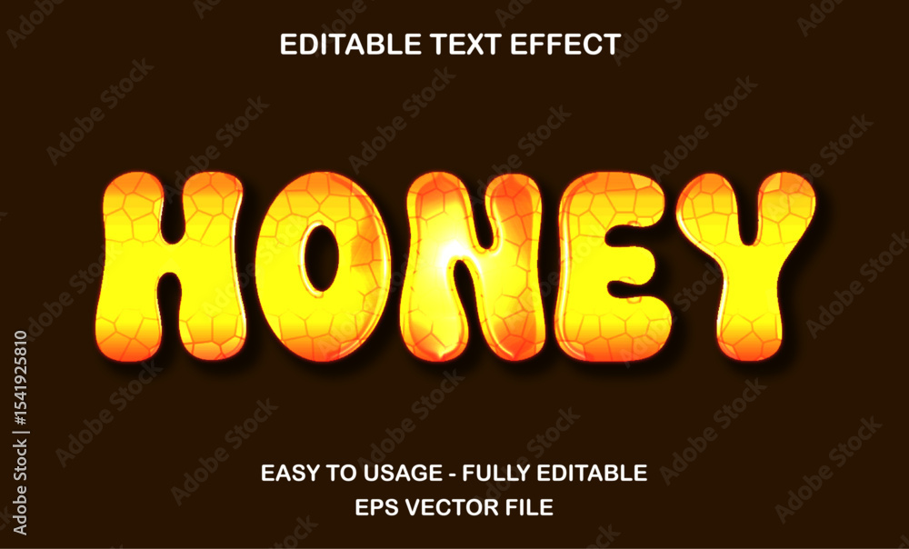 Poster honey drip text style with crack texture - editable vector ffle