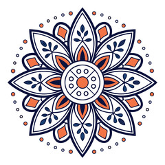 Vibrant psychedelic tribal pattern with abstract symmetry, ethnic mandala inspired boho design