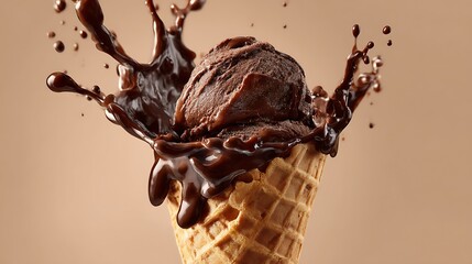 とろけるチョコレートアイスクリームの瞬間