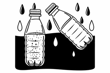 Two plastic water bottles with droplets
