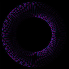 Abstract spiral circle on black background, vector illustration.