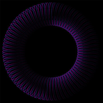 Abstract spiral circle on black background, vector illustration.