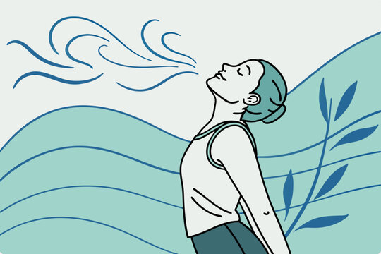 Woman deep breath exercise yoga mindfulness