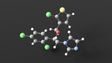 tioconazole molecule 3d, molecular structure, ball and stick model, structural chemical formula antifungal