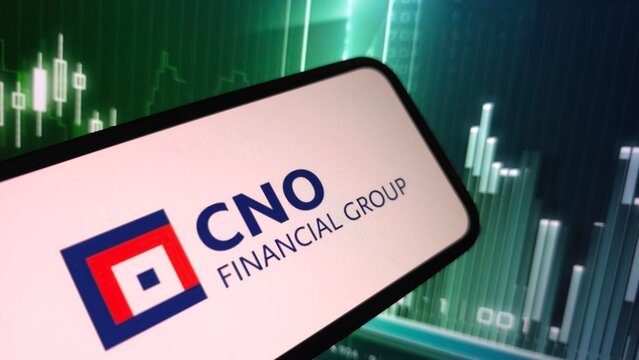 Konskie, Poland - May 03, 2025: CNO Financial Group company logo displayed on mobile phone