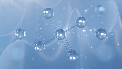 sodium thiosulfate molecular structure, 3d model molecule, antidote agent structural chemical formula view from a microscope