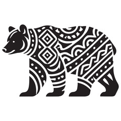 Bear tribal asian animal clipart, tribal jungle animal vector, tribal animal Silhouette illustration graphic, tribal animal tattoo lover design sublimation
