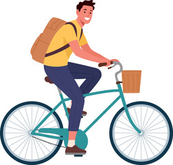 A man ride bicycle with smiling illustration 