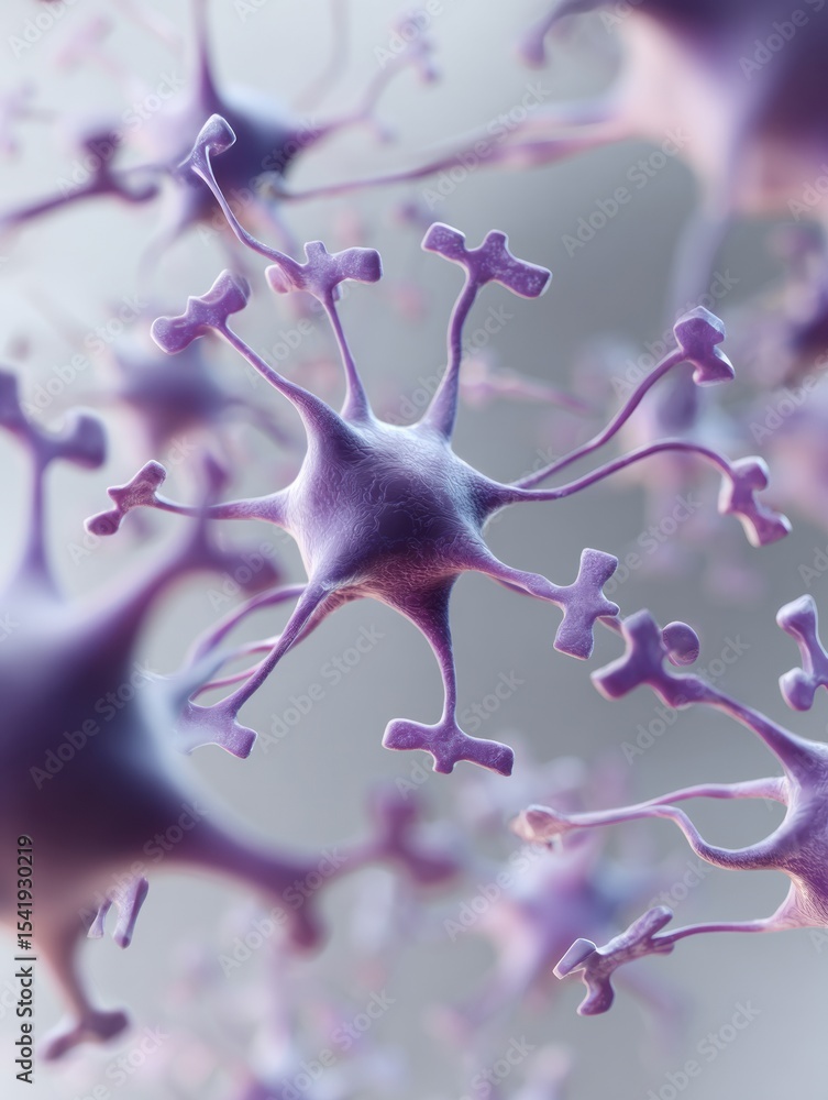 Poster Floating Puzzle Pieces Create a Visual Representation of the Intricate Nervous System Structure in a Calming Color Palette and Abstract Design