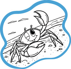 Vector animal cartoon illustration featuring a crab, spider, and various insects with nature-inspired designs