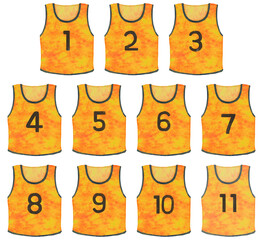 数字入りゼッケンのイラストセット オレンジ色
