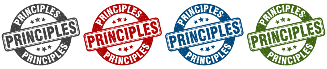 principles stamp. principles round stamp set isolated on white background