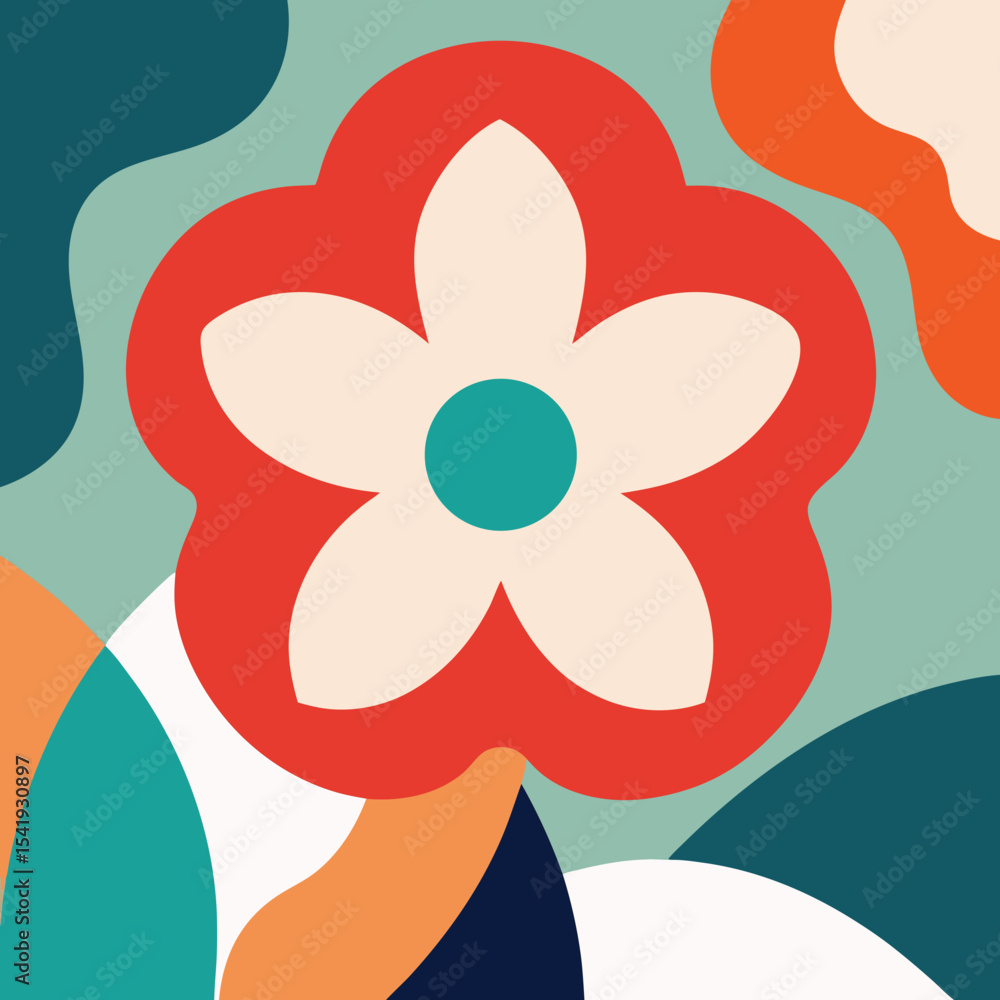 Poster abstract floral design with transparent background for various design projects