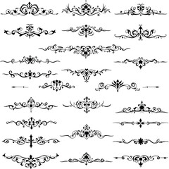 Obraz premium Collection of black decorative elements dividers ornaments borders and scrolls