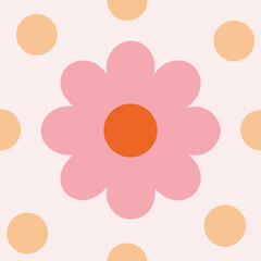 Abstract floral pattern in pastel pink and orange with transparent and clean design