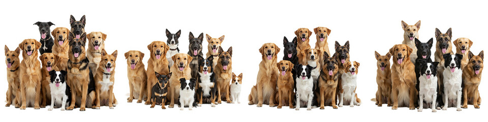 Group of Dogs Together On Isolated Transparent Background

