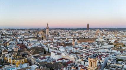 Aerial Cityscape of Seville at Dusk
