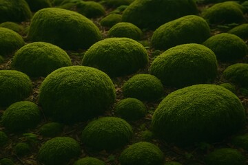 Verdant Domes: A Moss-Covered Landscape Texture 