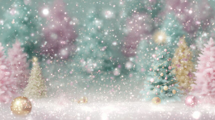 Cute pastel background wallpaper of Christmas trees