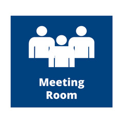Blue meeting point sign isolated on a white background