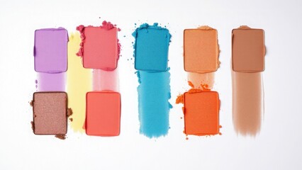 Colorful Eyeshadow Swatches on White Background makeup