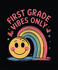 Welcome Back to School Kindergarten Vector Template, Graduation Cap Pre-K Education T-shirt Design, Typography First Grade Squad High School Funny Quote Graphic