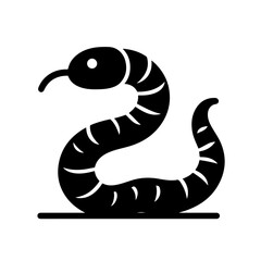 Fototapeta premium Snake Silhouette Icon – Black Coiled Reptile with Raised Head and Stylized Tongue on White Background