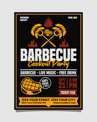 Barbecue Cookout Party Portrait flyer, bbq invitation poster vector template design