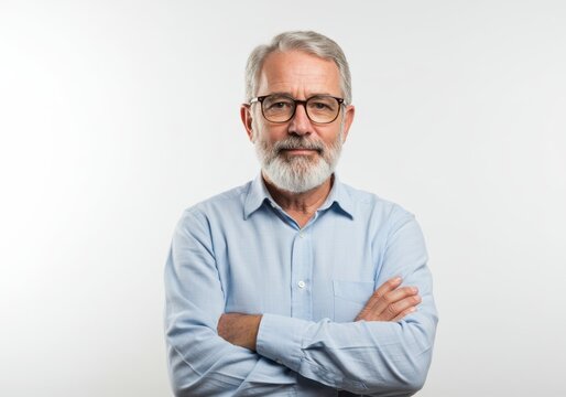Portrait of a confident senior man isolated on white background