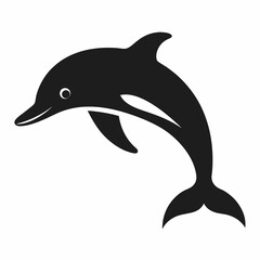 create a simple black flat type dolphin silhouette vector on white background
