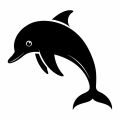 create a simple black flat type dolphin silhouette vector on white background