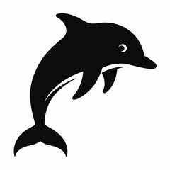 create a simple black flat type dolphin silhouette vector on white background