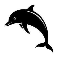 create a simple black flat type dolphin silhouette vector on white background