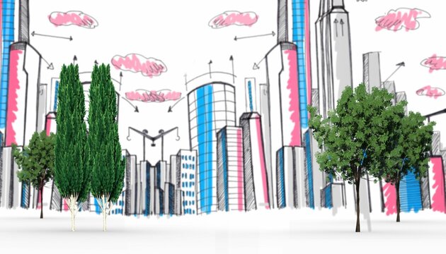 Fototapeta Trees against skyline illustration