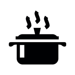 Illustration of steaming pot cooking vector illustration for food recipes and kitchen design projects and culinary arts use vector
