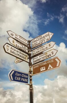Fototapeta Low angle view of sign posts