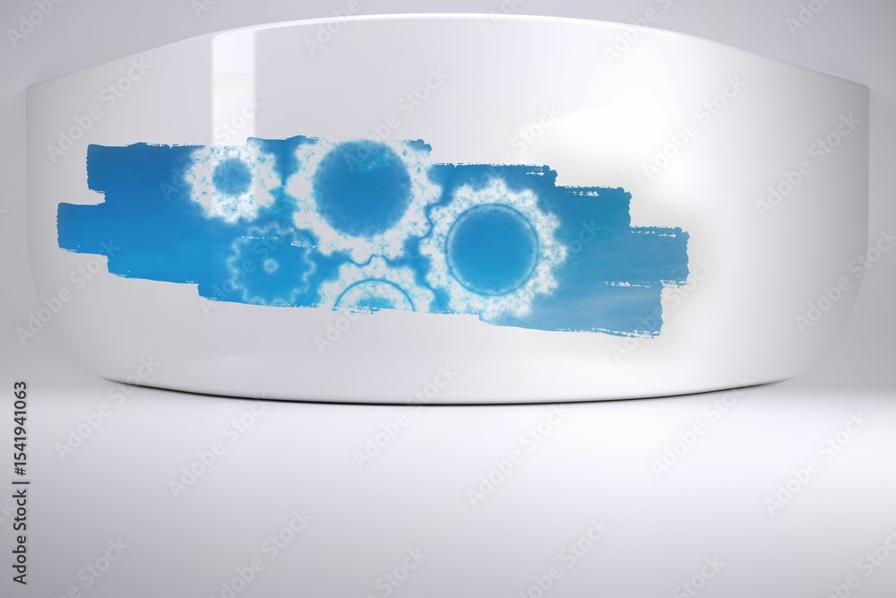 Poster abstract screen in room showing cogs and wheels