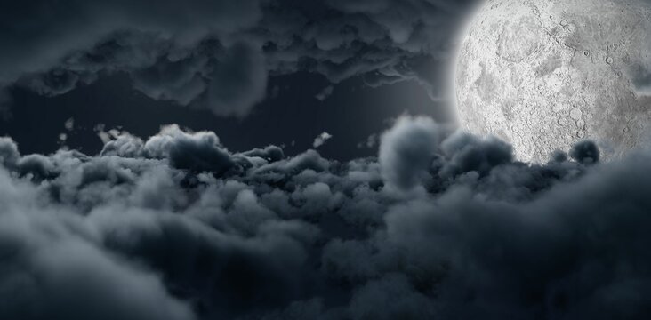 Fototapeta Moon shining between clouds