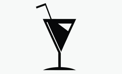 Cocktail icon , drink glass silhouette, bar menu vector, line art beverage, black shape illustration