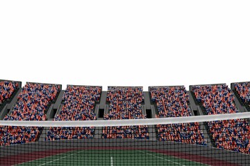 Tennis court against white background