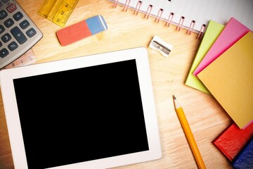 Students desk with tablet pc © vectorfusionart